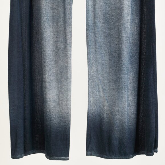 Avant Toi Navy Faded-Effect Jersey Wide-Leg Pants - Picture 6 of 7